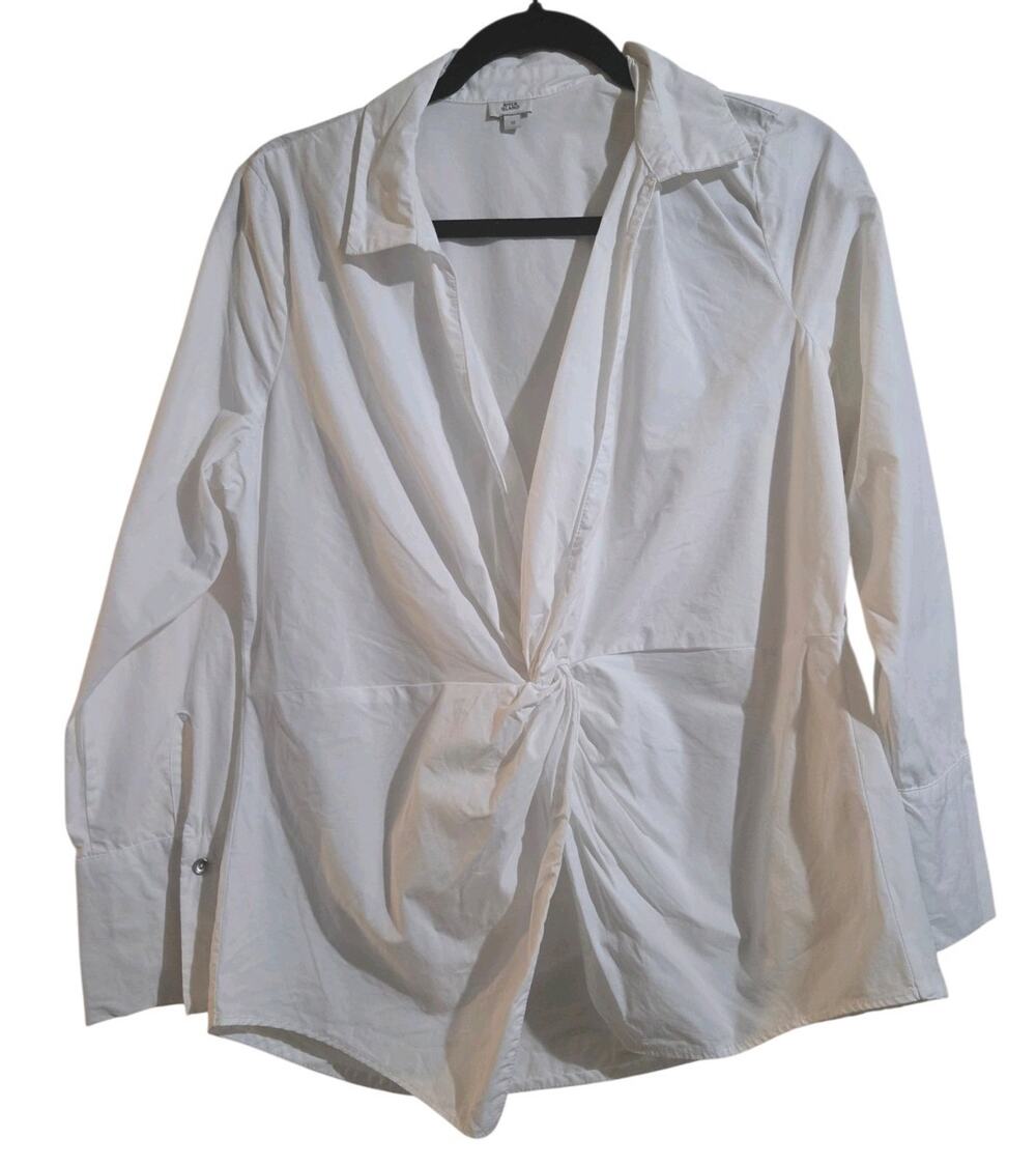 River Island Womens 100% Poplin Cotton Shirt White Size UK 12 US 8 Twist Front
